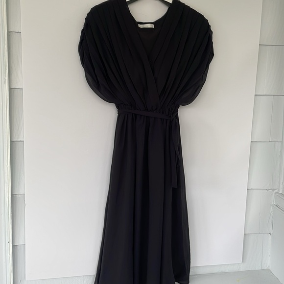 OAK + FORT Black V-Neck Maxi Formal Gown Dress LBD S/P - Picture 1 of 15